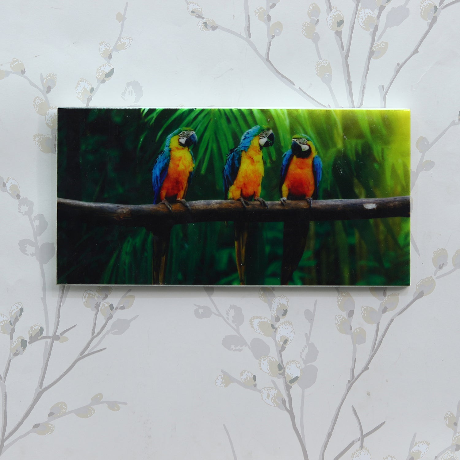 Colorful Birds on Tree Branch Painting On Marble Rectangle Tile Kafalo