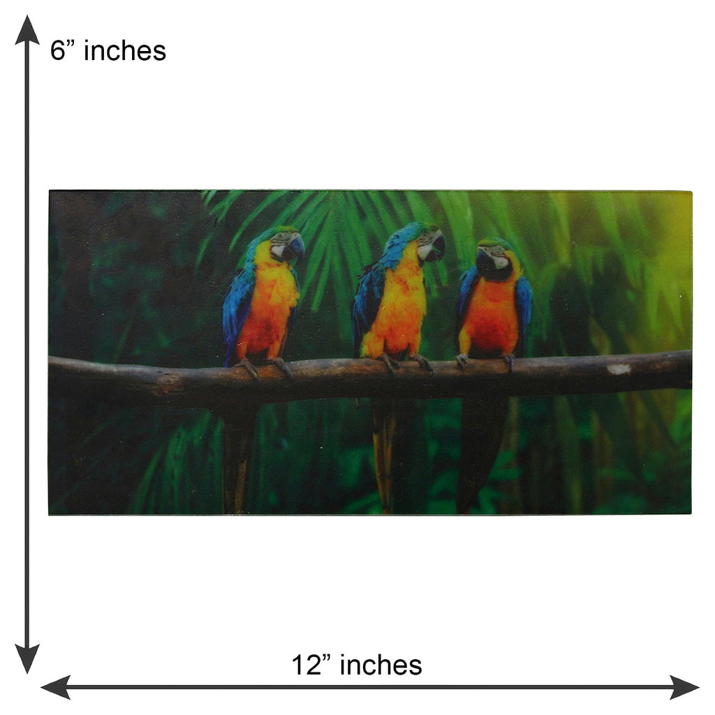 Colorful Birds on Tree Branch Painting On Marble Rectangle Tile Kafalo