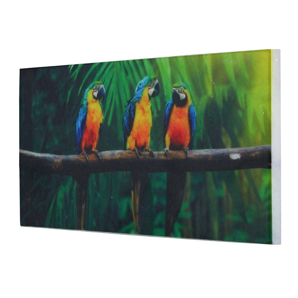 Colorful Birds on Tree Branch Painting On Marble Rectangle Tile Kafalo