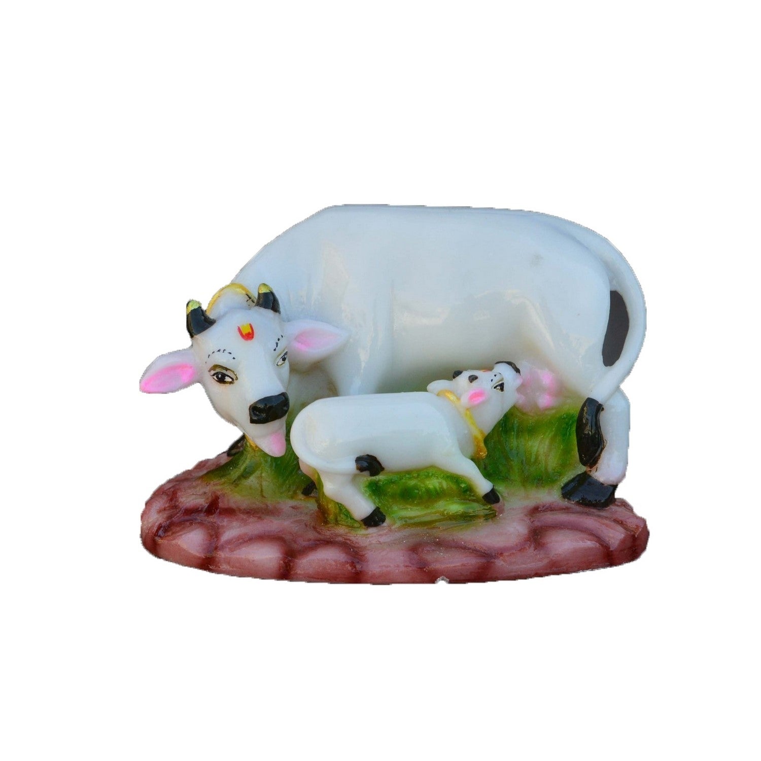 Polyresin White Cow and Calf Statue Kafalo