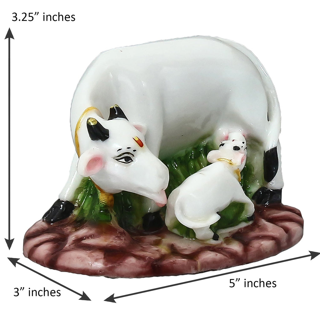Polyresin White Cow and Calf Statue Kafalo