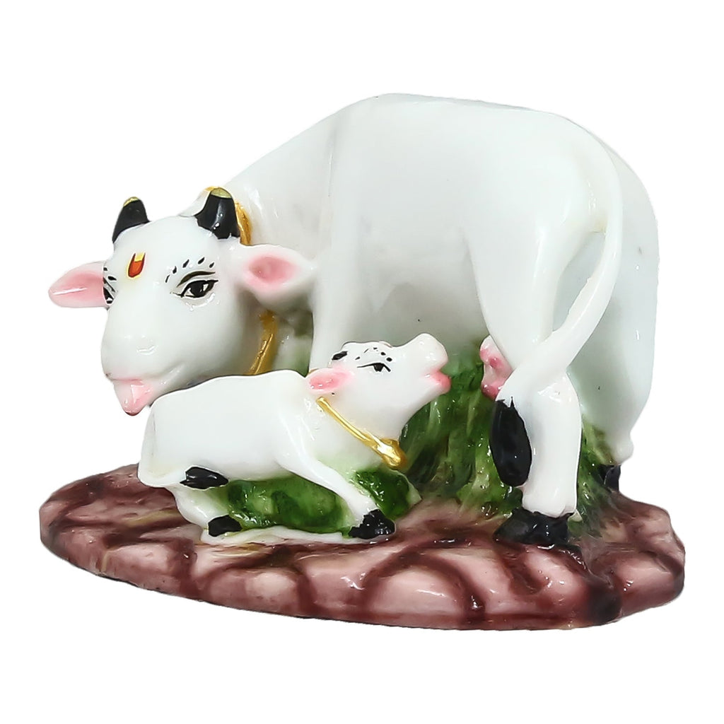 Polyresin White Cow and Calf Statue Kafalo