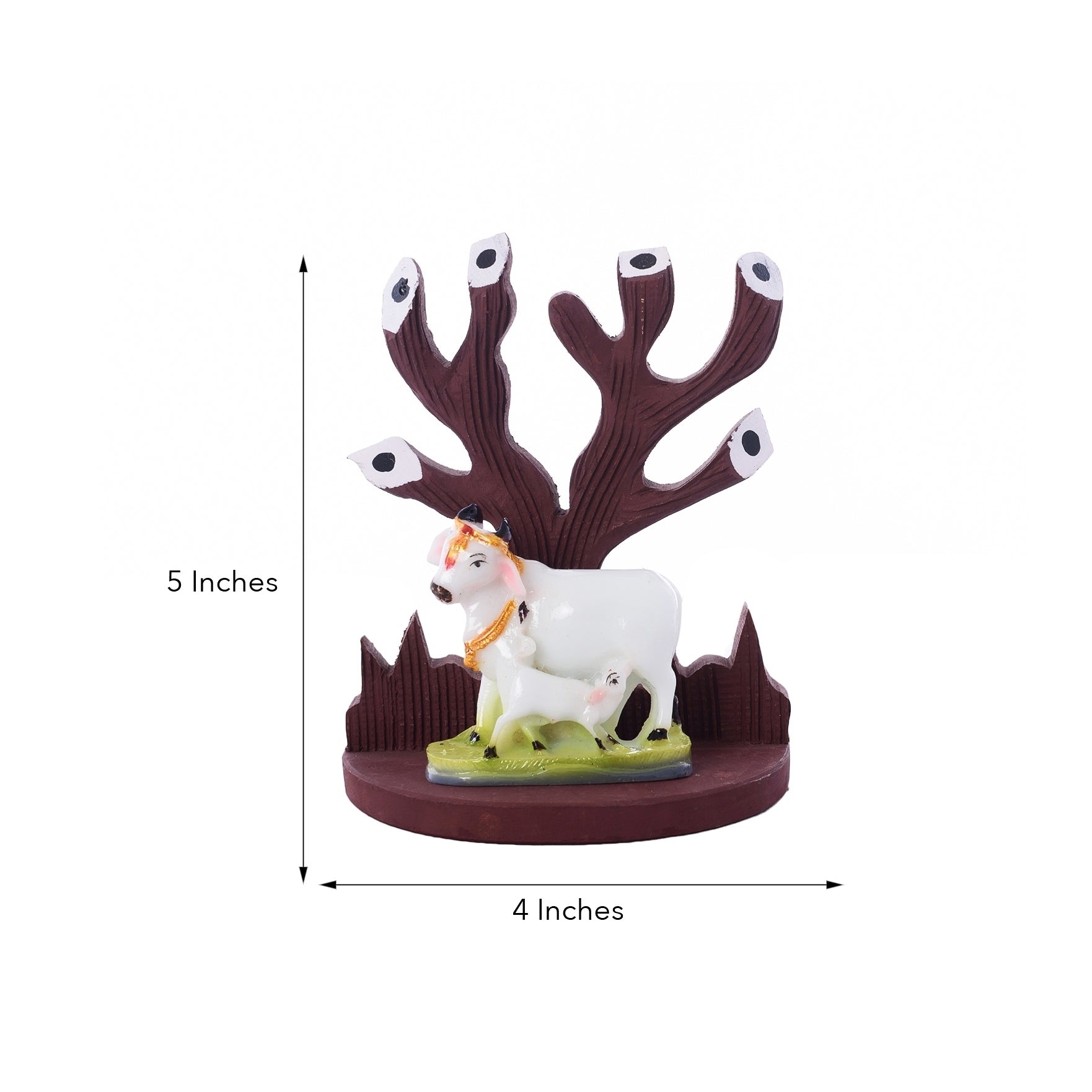 Polyresin Cow and Calf Under Wooden Tree Figurine Kafalo