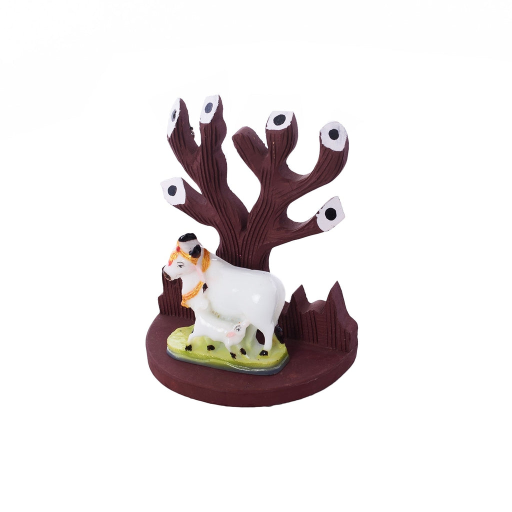 Polyresin Cow and Calf Under Wooden Tree Figurine Kafalo