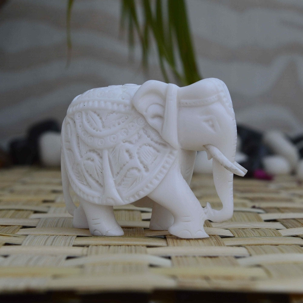 Pure White Royal Elephant Statue Kafalo