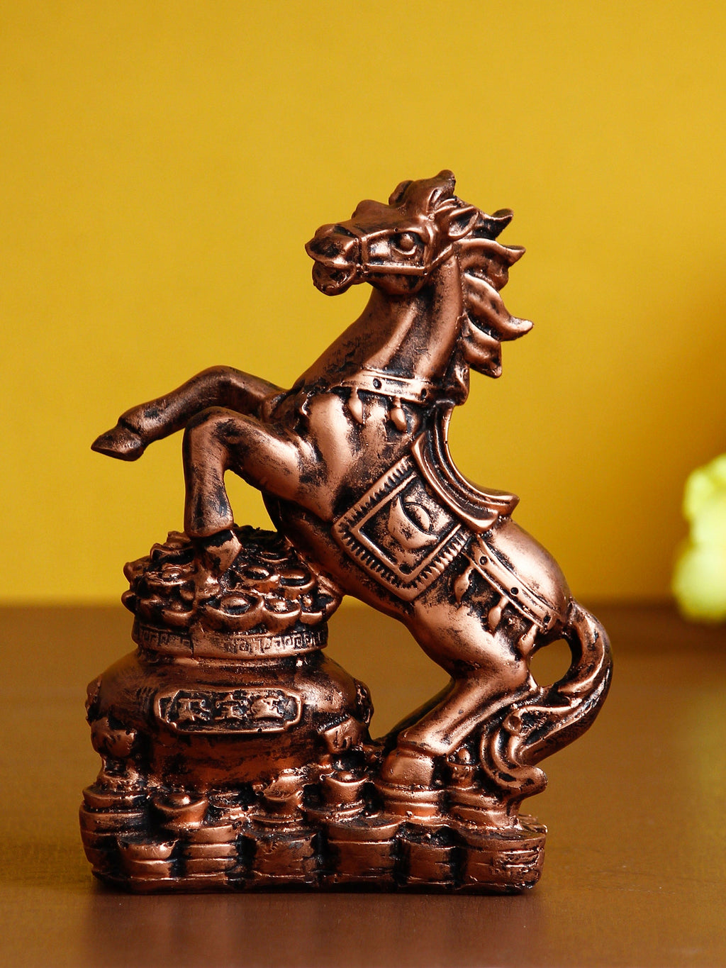 Polyresin Copper Antique Look Decorative Jumping Horse Statue Showpiece Kafalo