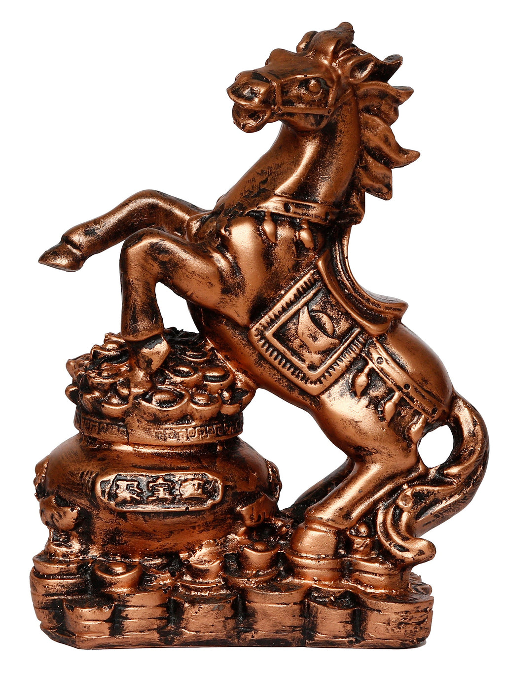 Polyresin Copper Antique Look Decorative Jumping Horse Statue Showpiece Kafalo