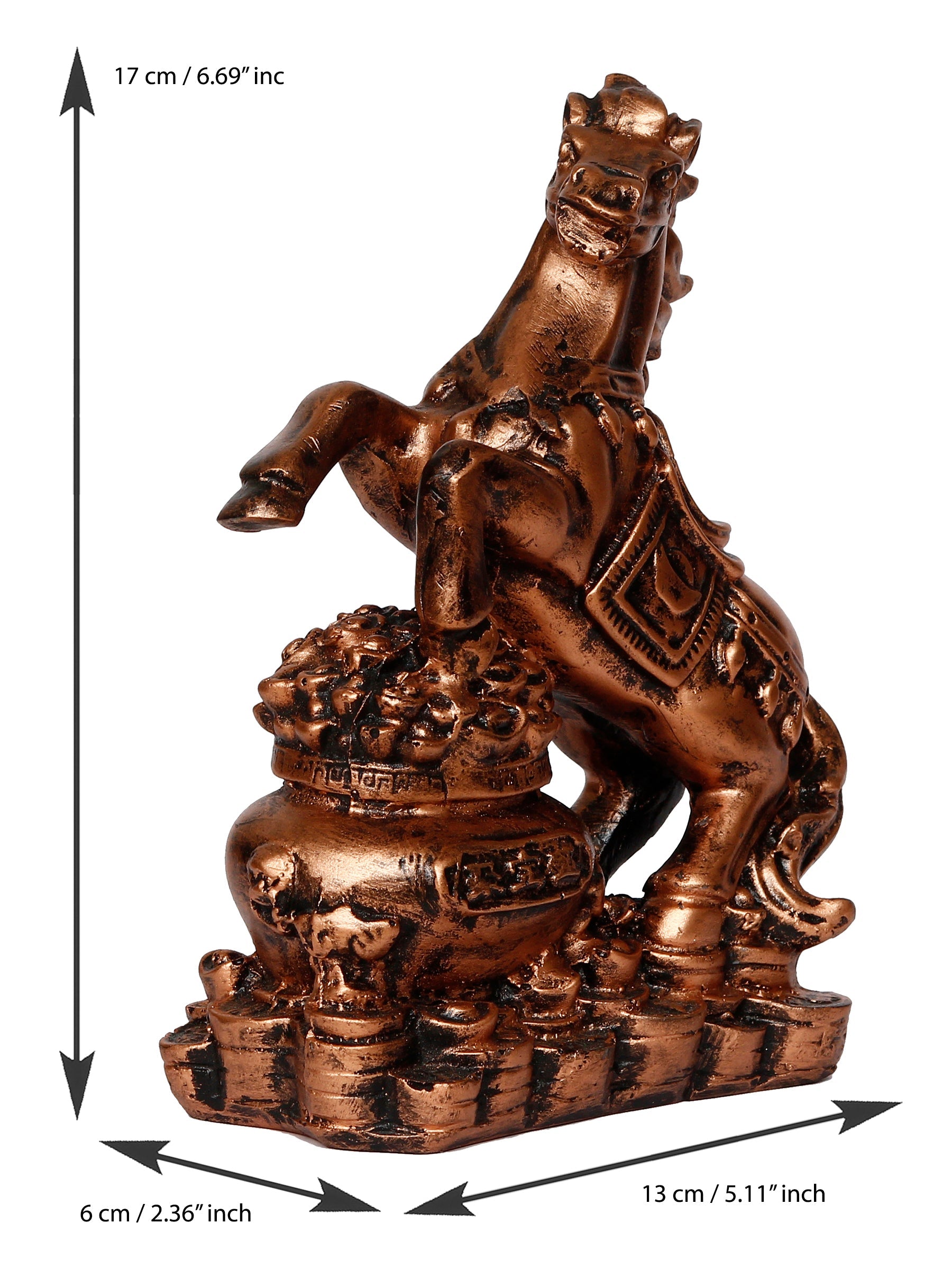 Polyresin Copper Antique Look Decorative Jumping Horse Statue Showpiece Kafalo