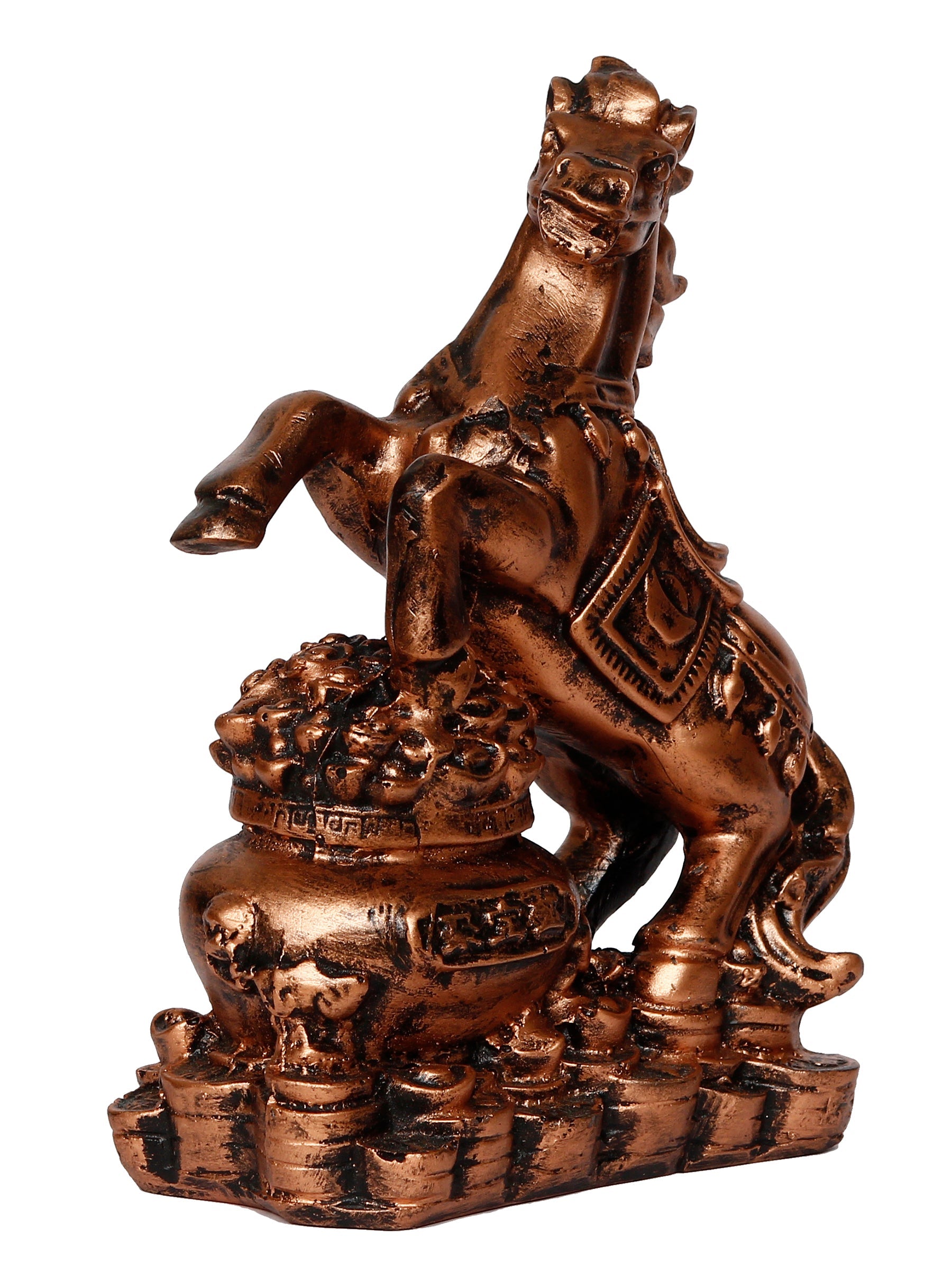 Polyresin Copper Antique Look Decorative Jumping Horse Statue Showpiece Kafalo