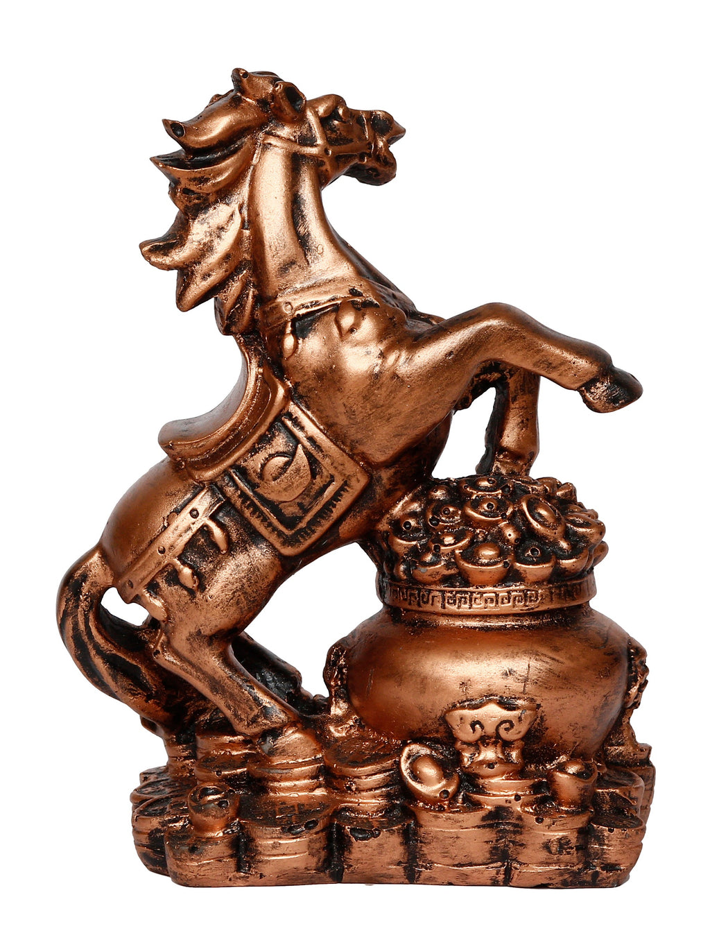 Polyresin Copper Antique Look Decorative Jumping Horse Statue Showpiece Kafalo