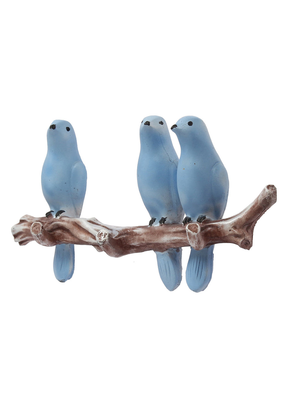 Polyresin 3 Blue Birds Sitting on Tree Branch Decorative Key Holder with 3 Key Hooks Kafalo