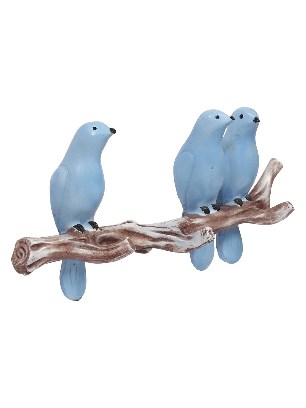 Polyresin 3 Blue Birds Sitting on Tree Branch Decorative Key Holder with 3 Key Hooks Kafalo