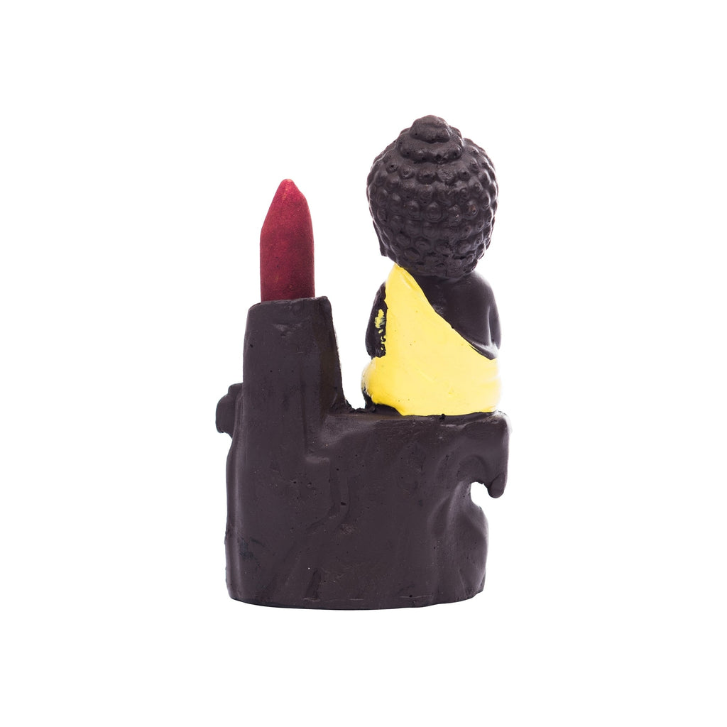 Meditating Monk Buddha Statue Smoke Backflow Cone Incense Holder Decorative Showpiece With 10 Backflow Incense Cone Kafalo