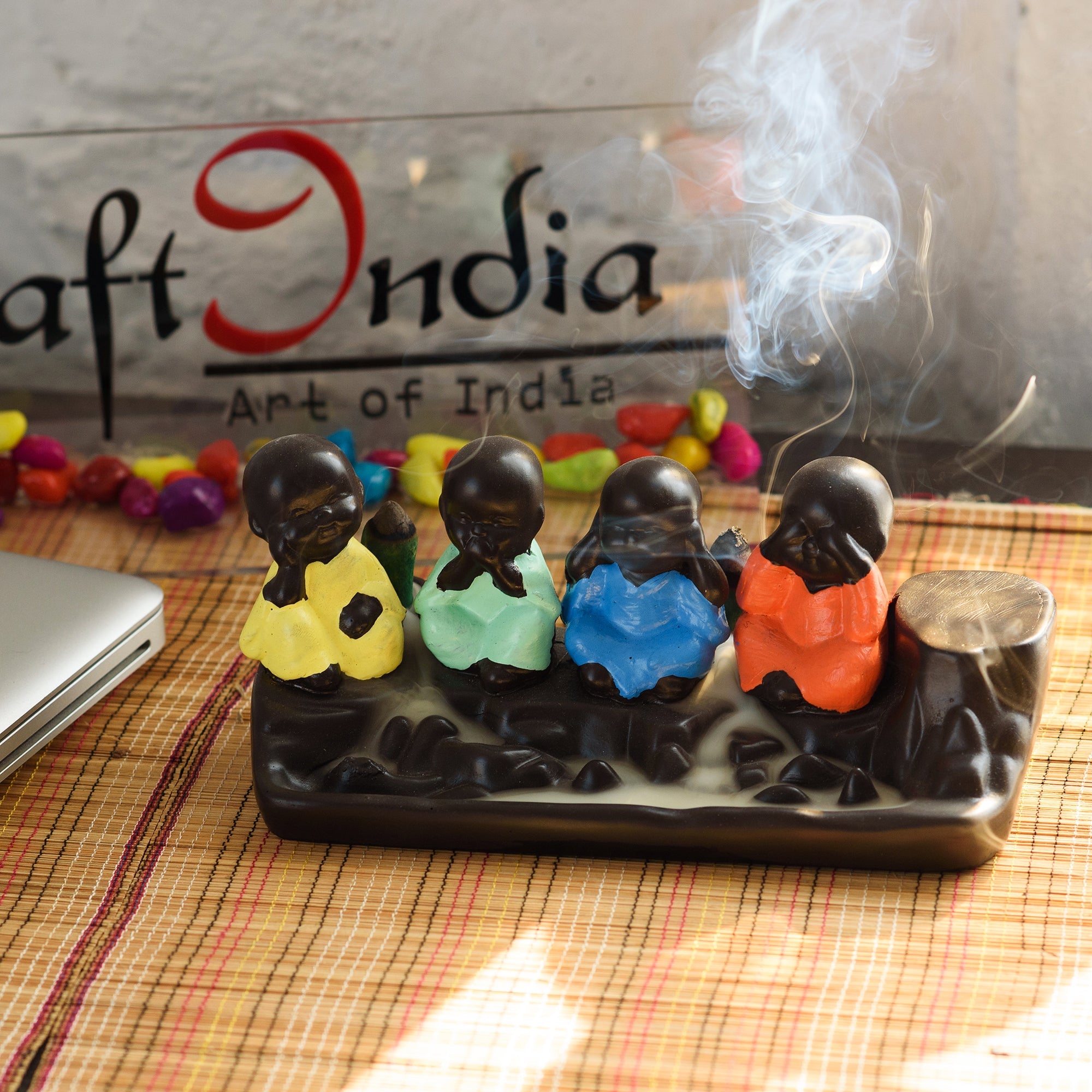 Handcrafted Set of 4 Meditating Buddha- For Home Decor| office Decor| Christmas Decor| Diwali Decor| Vaastu Decor| Fengshui Kafalo
