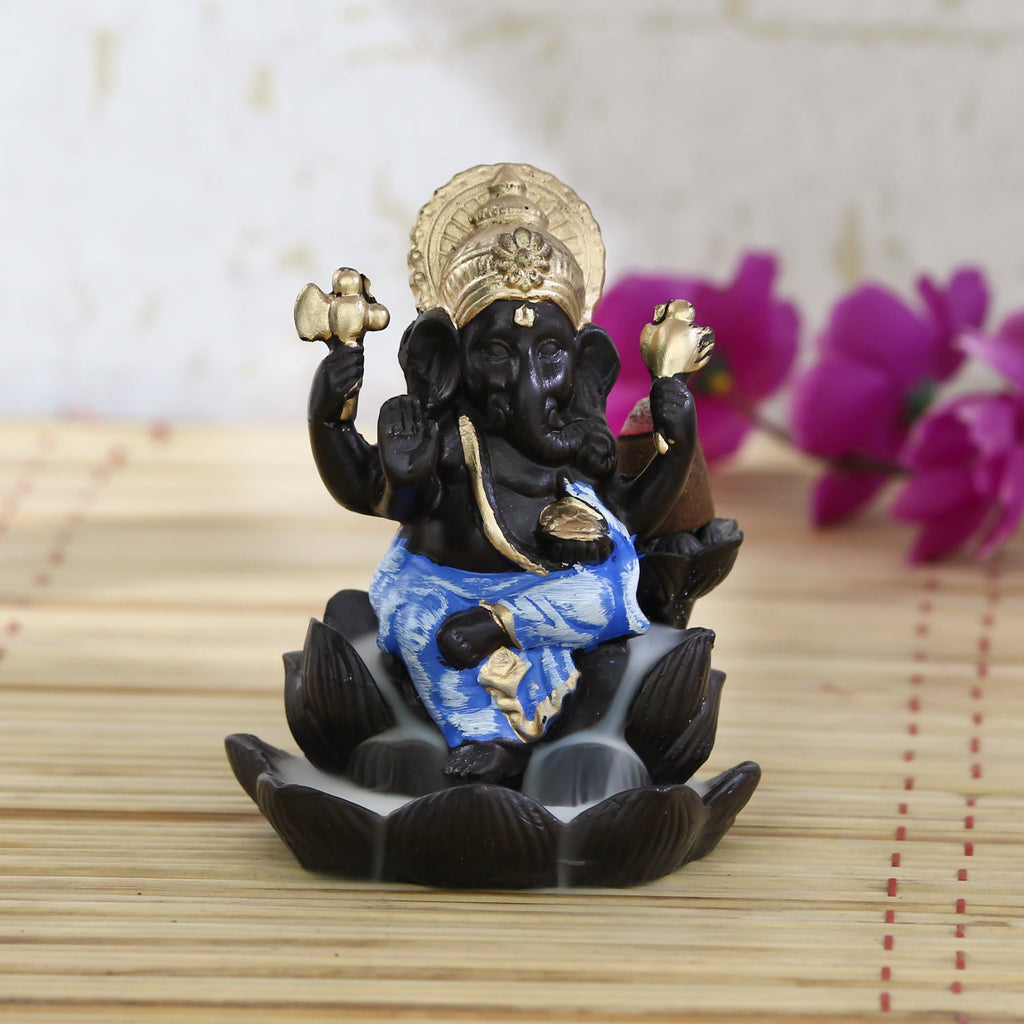 Lord Ganesha Idol Smoke Backflow Cone Incense Holder Decorative Showpiece Kafalo