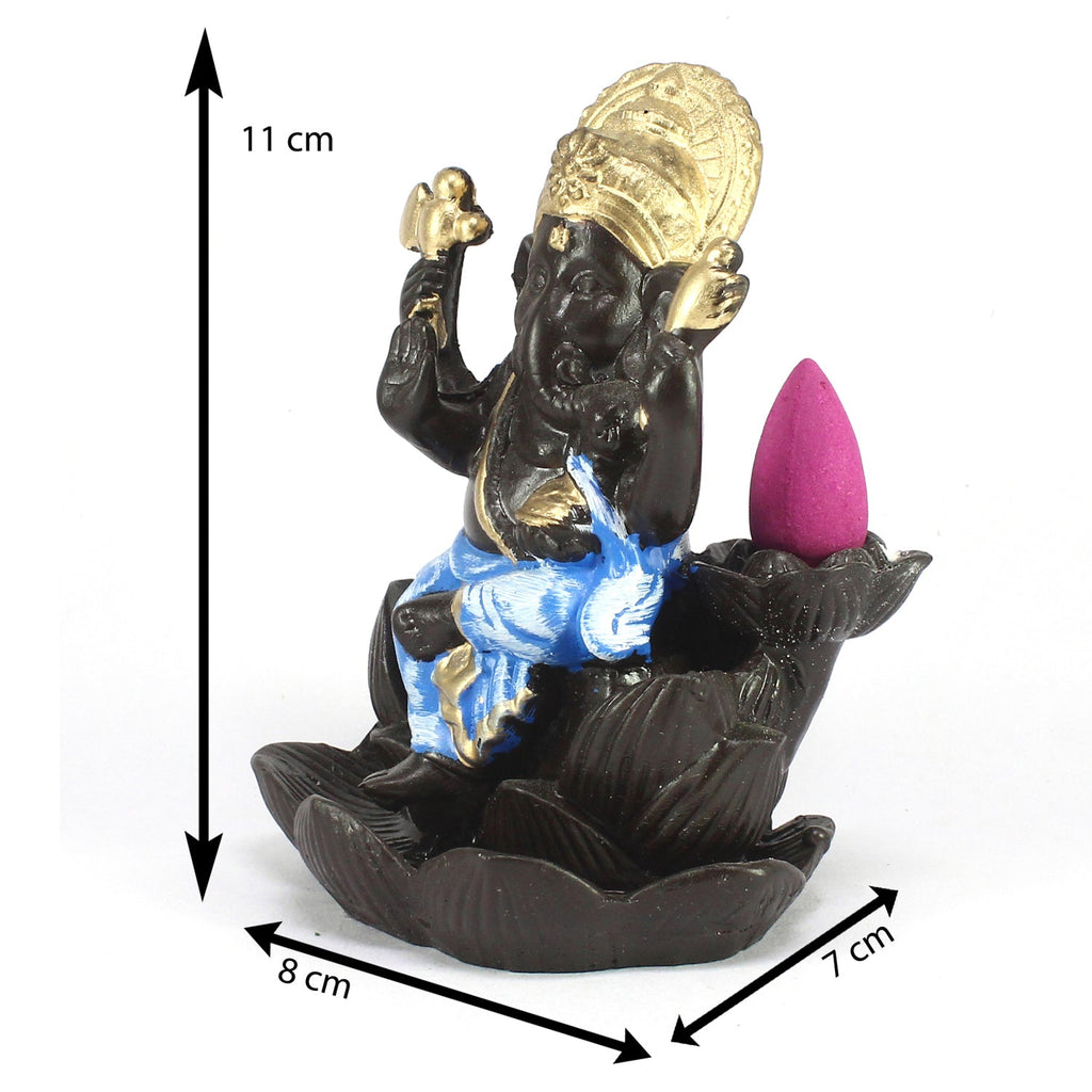 Lord Ganesha Idol Smoke Backflow Cone Incense Holder Decorative Showpiece Kafalo