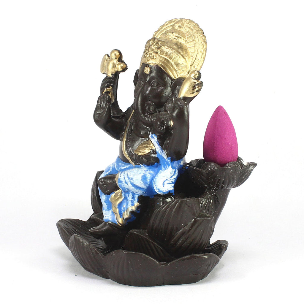 Lord Ganesha Idol Smoke Backflow Cone Incense Holder Decorative Showpiece Kafalo