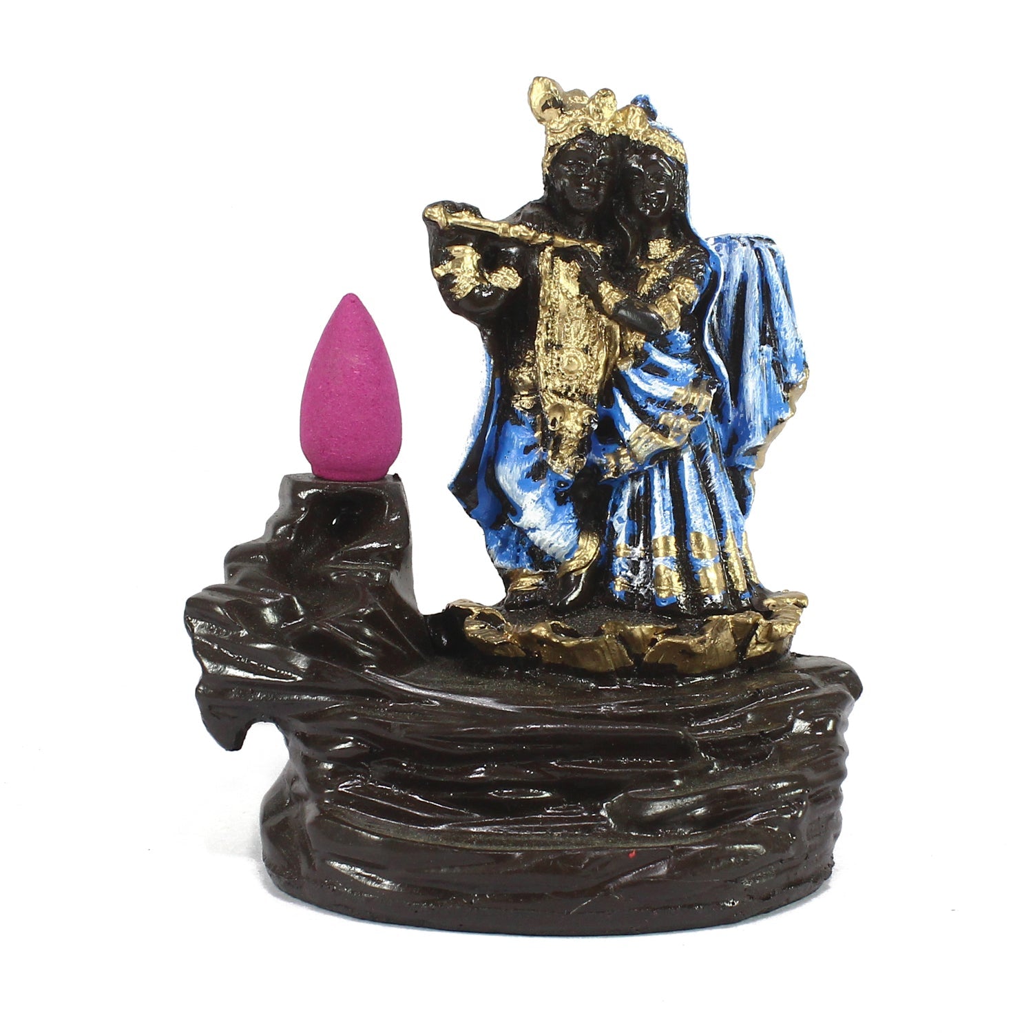 Lord Blue Krishna Smoke Backflow Cone Incense Holder Decorative Showpiece Kafalo