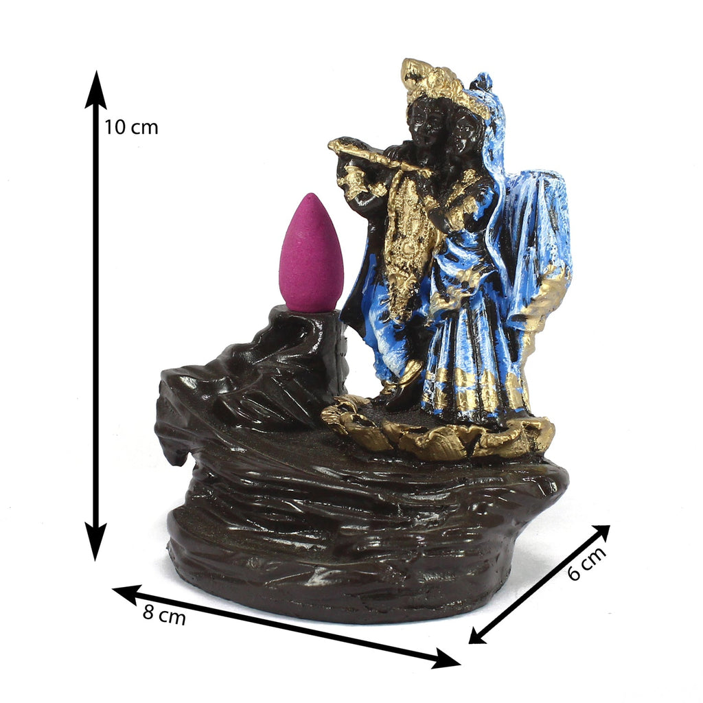 Lord Blue Krishna Smoke Backflow Cone Incense Holder Decorative Showpiece Kafalo