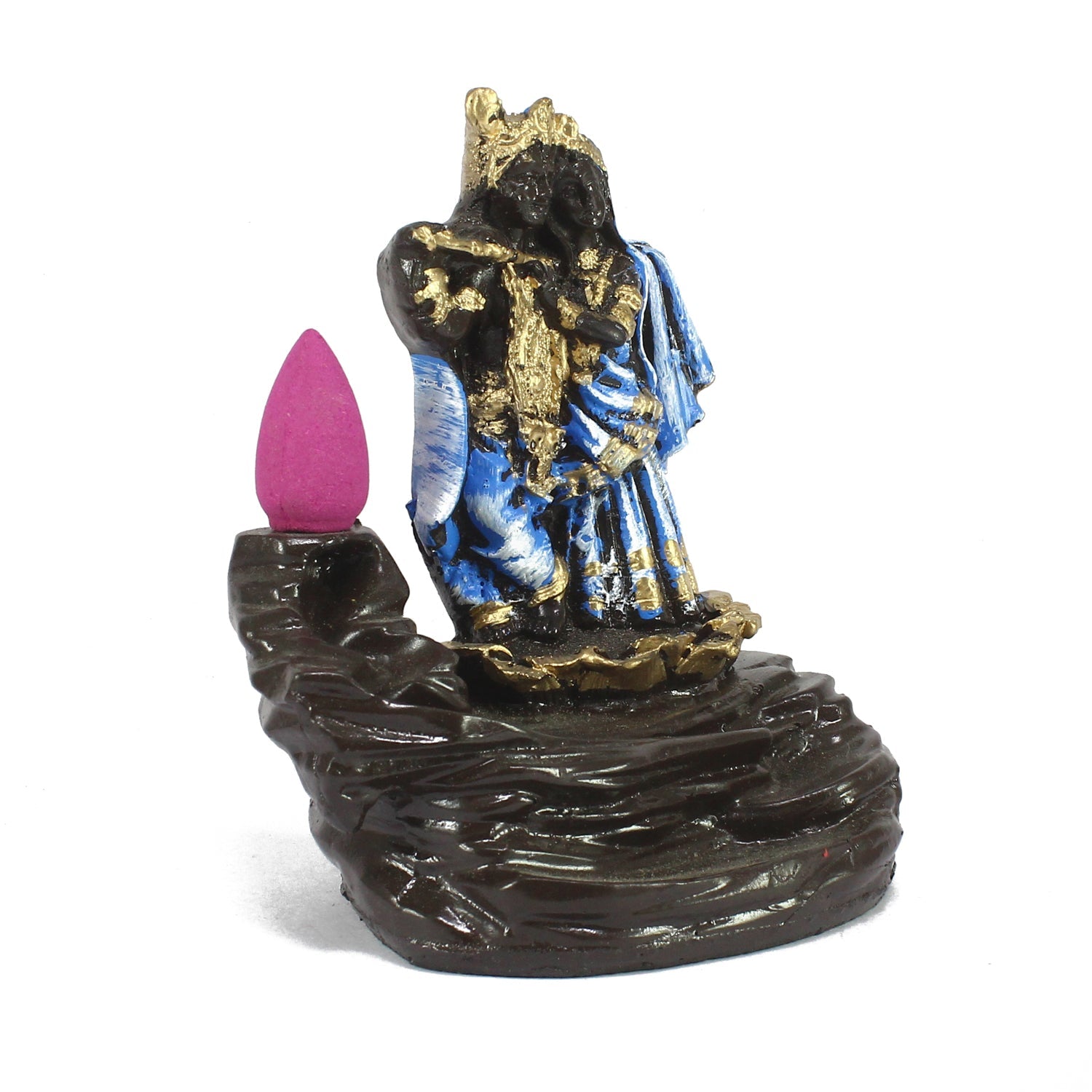 Lord Blue Krishna Smoke Backflow Cone Incense Holder Decorative Showpiece Kafalo