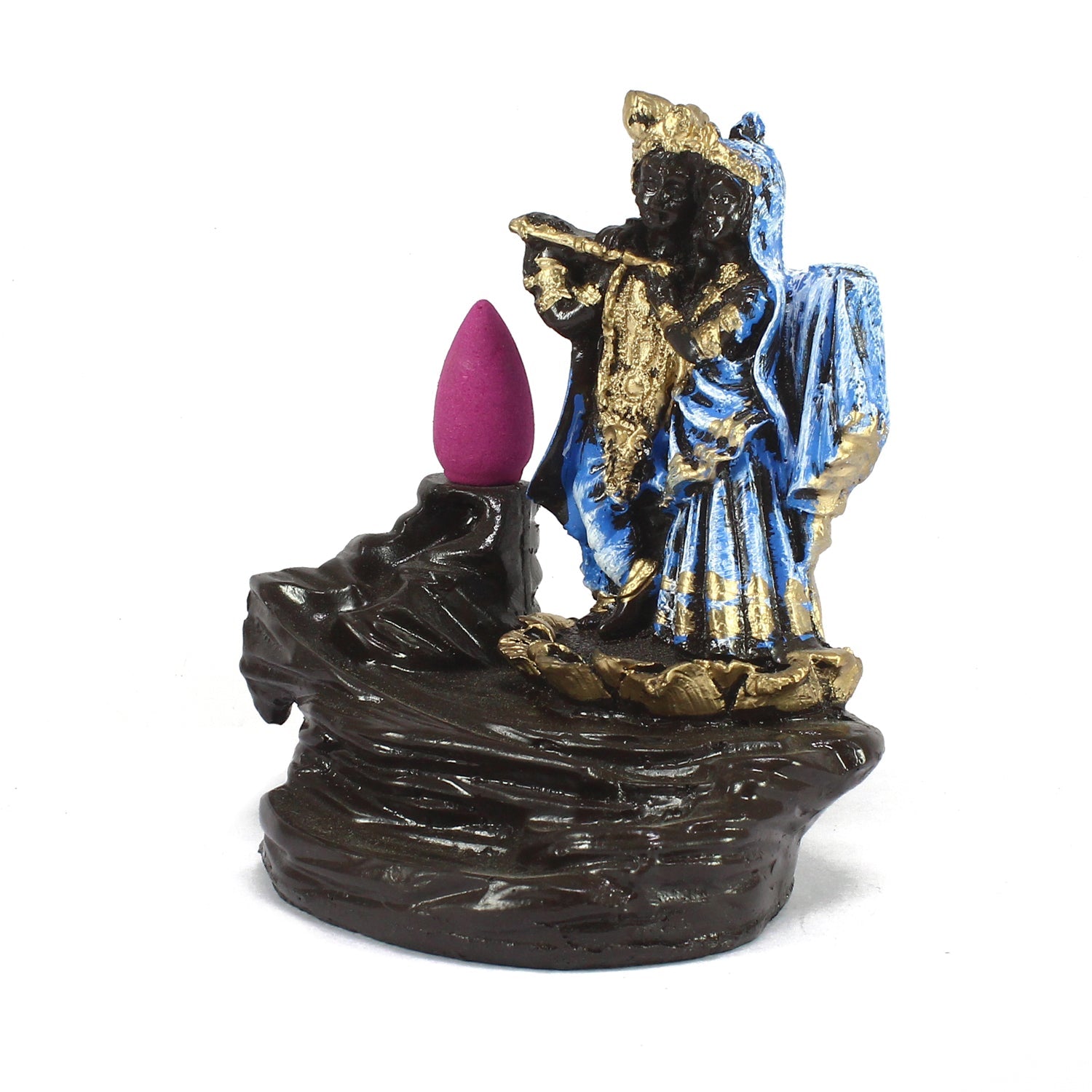 Lord Blue Krishna Smoke Backflow Cone Incense Holder Decorative Showpiece Kafalo