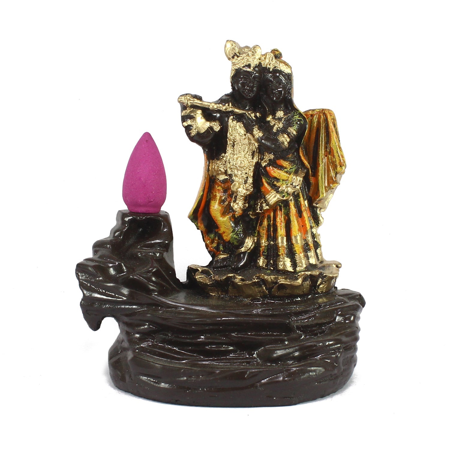 Radha Krishna Idol Smoke Backflow Cone Incense Holder Decorative Showpiece Kafalo