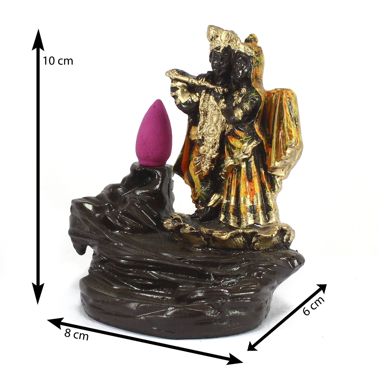 Radha Krishna Idol Smoke Backflow Cone Incense Holder Decorative Showpiece Kafalo