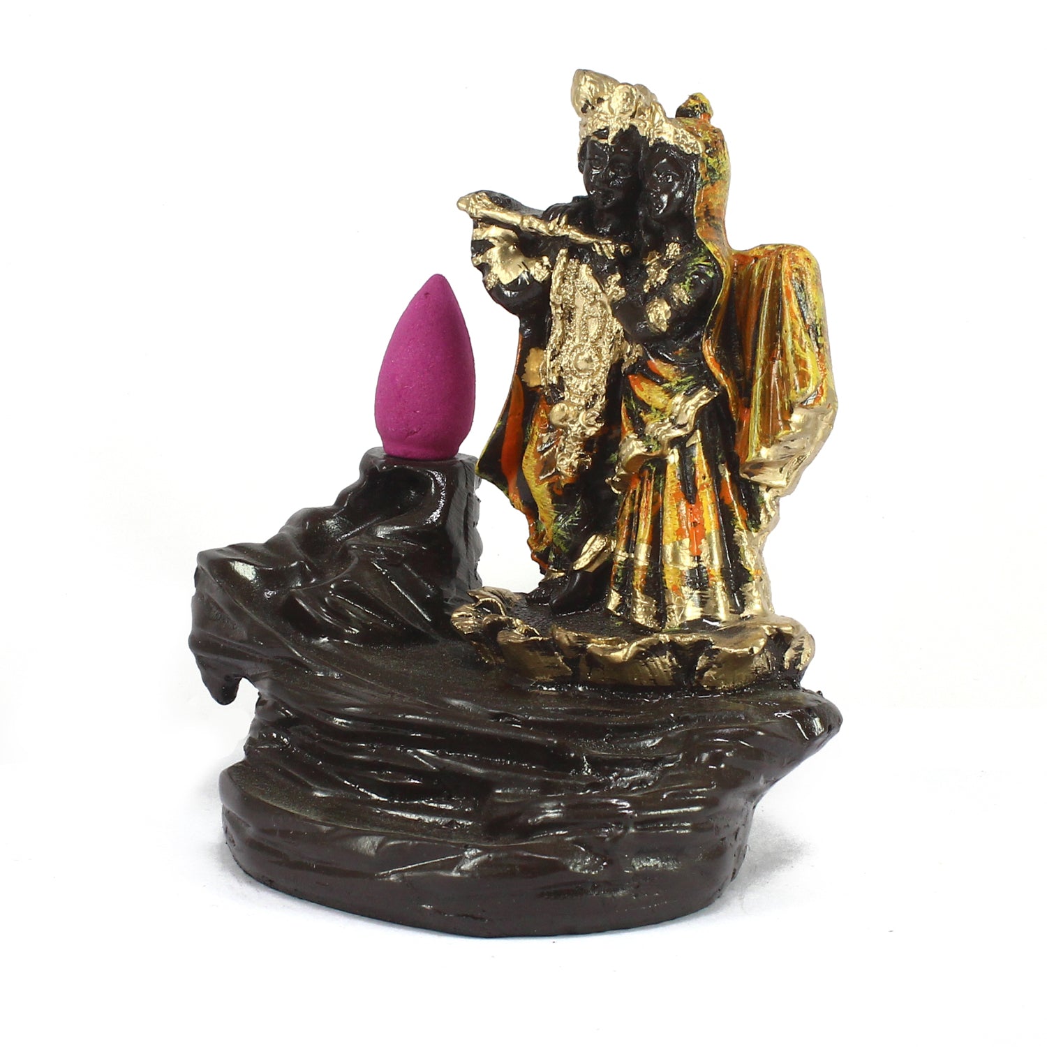Radha Krishna Idol Smoke Backflow Cone Incense Holder Decorative Showpiece Kafalo