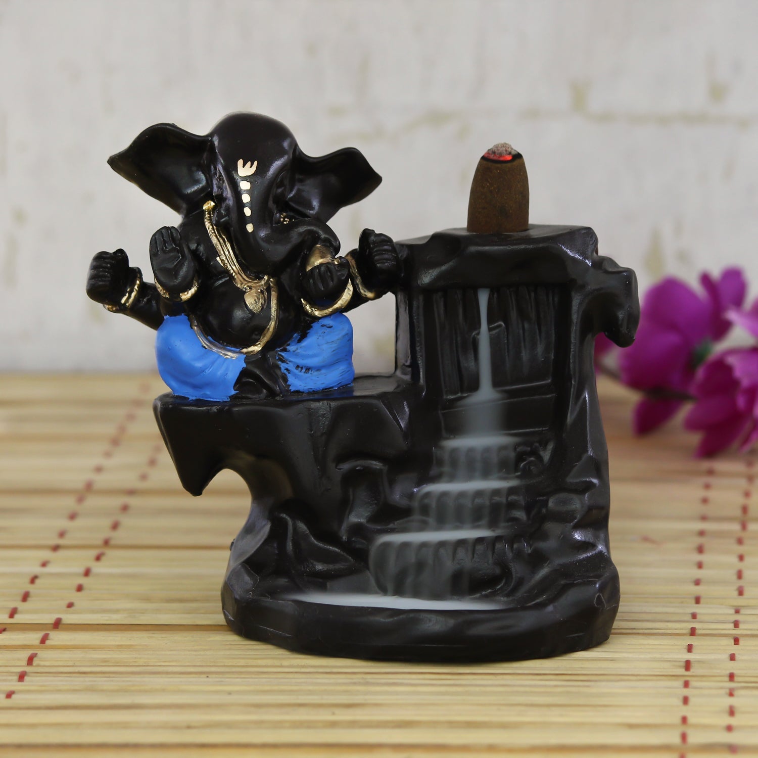 Lord Ganesha Idol Smoke Backflow Cone Incense Holder Decorative Showpiece Kafalo