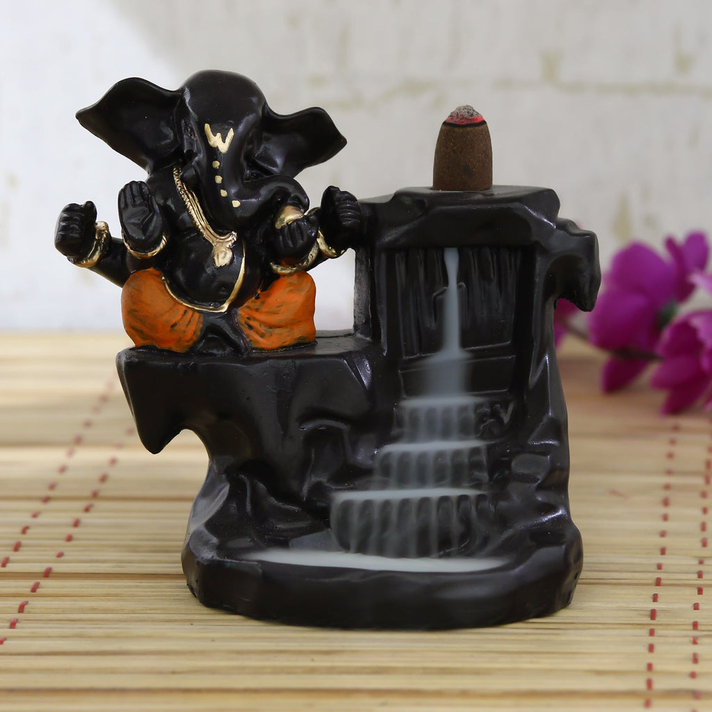 Lord Ganesha Idol Smoke Backflow Cone Incense Holder Decorative Showpiece Kafalo