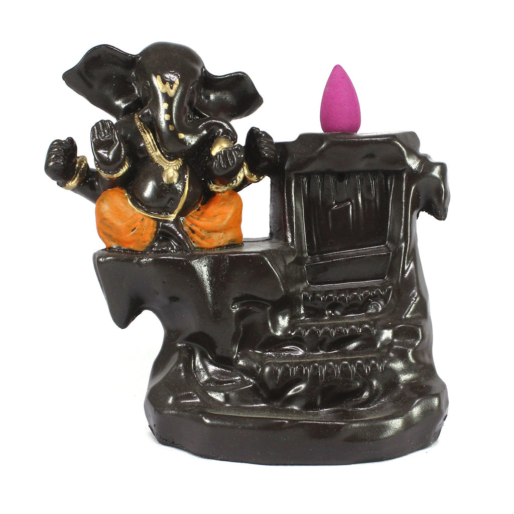 Lord Ganesha Idol Smoke Backflow Cone Incense Holder Decorative Showpiece Kafalo