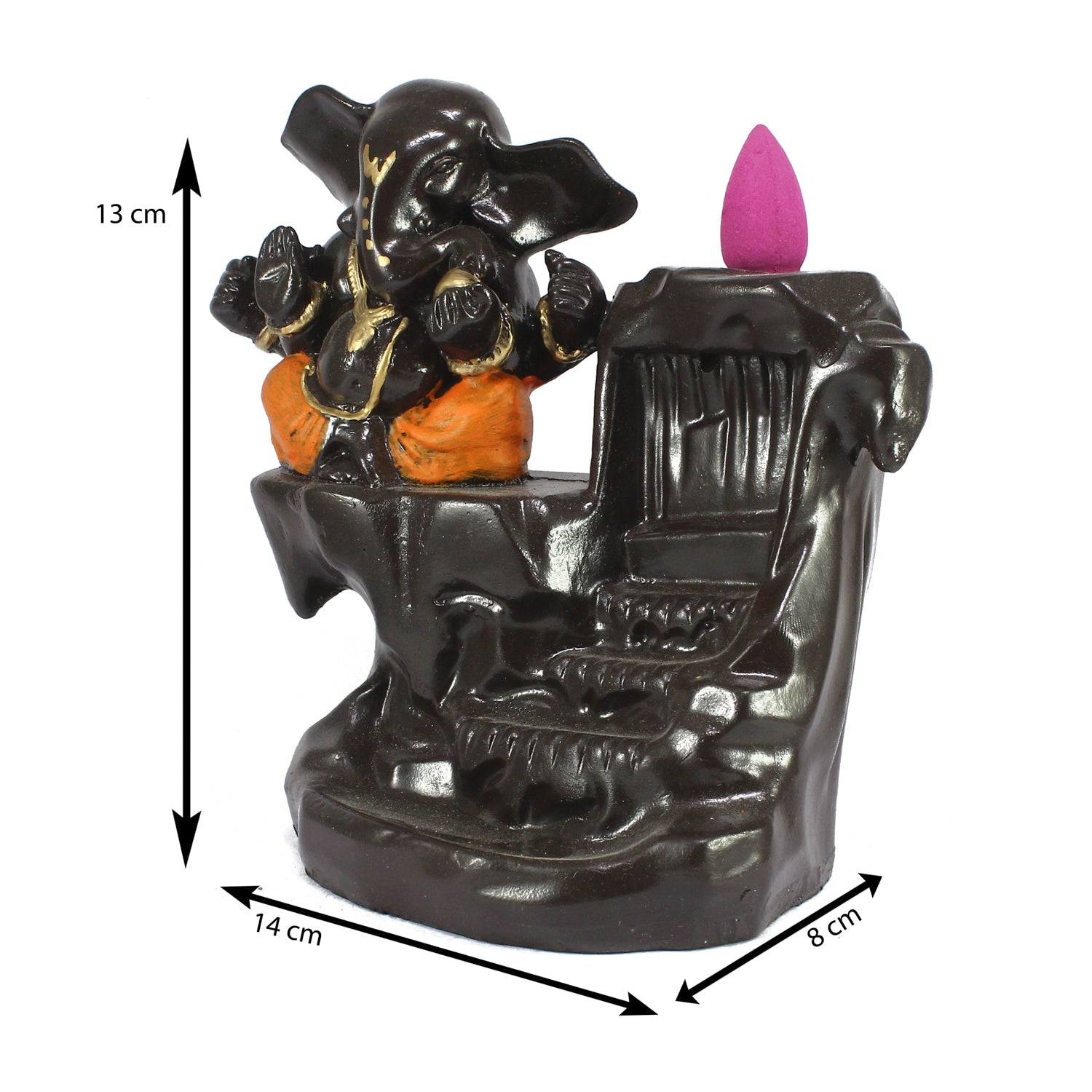 Lord Ganesha Idol Smoke Backflow Cone Incense Holder Decorative Showpiece Kafalo