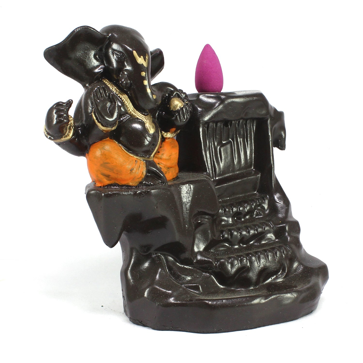 Lord Ganesha Idol Smoke Backflow Cone Incense Holder Decorative Showpiece Kafalo