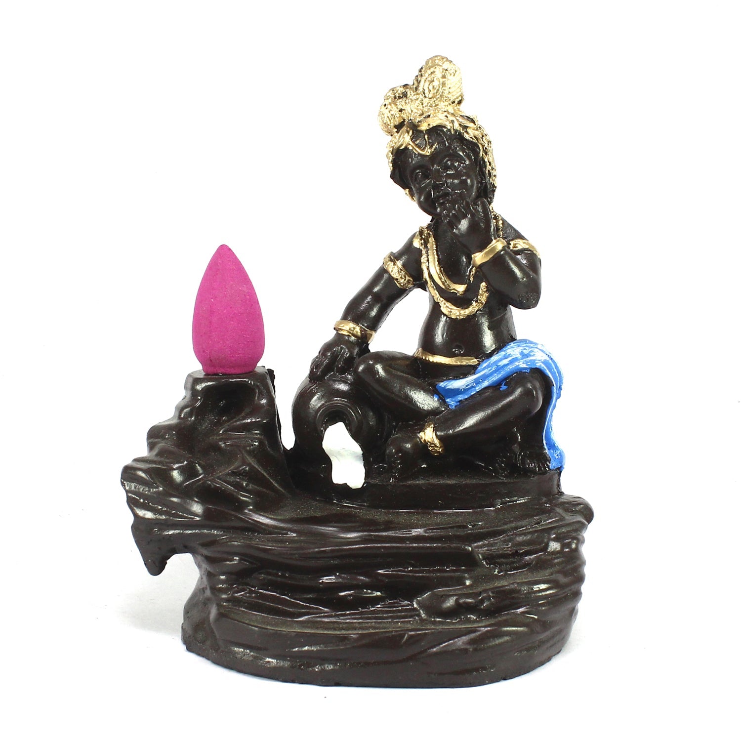 Lord Blue Krishna Smoke Backflow Cone Incense Holder Decorative Showpiece Kafalo