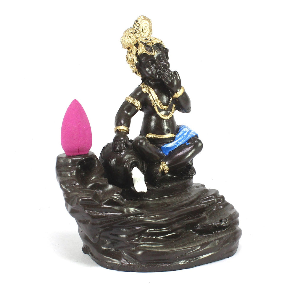 Lord Blue Krishna Smoke Backflow Cone Incense Holder Decorative Showpiece Kafalo