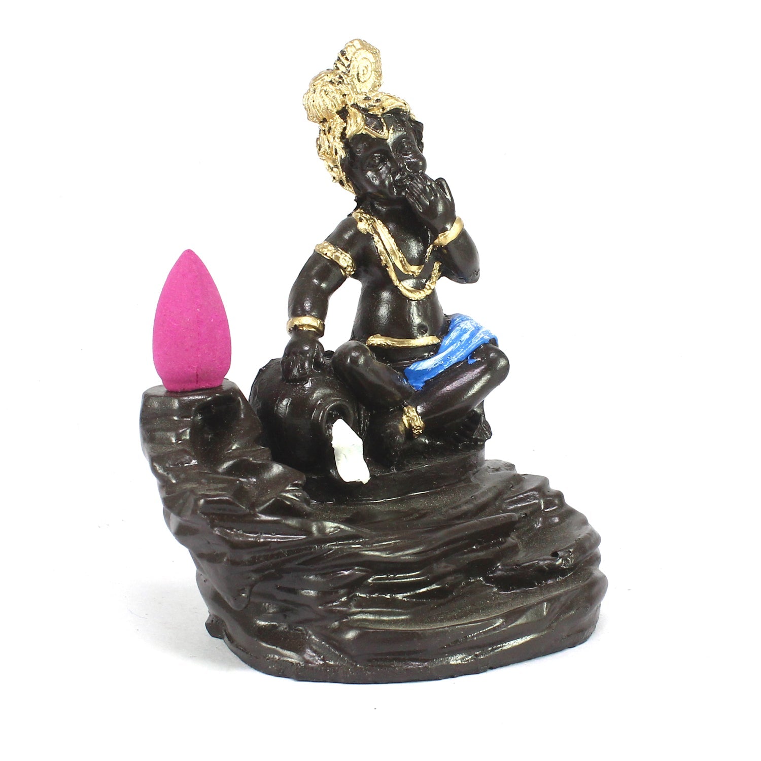 Lord Blue Krishna Smoke Backflow Cone Incense Holder Decorative Showpiece Kafalo