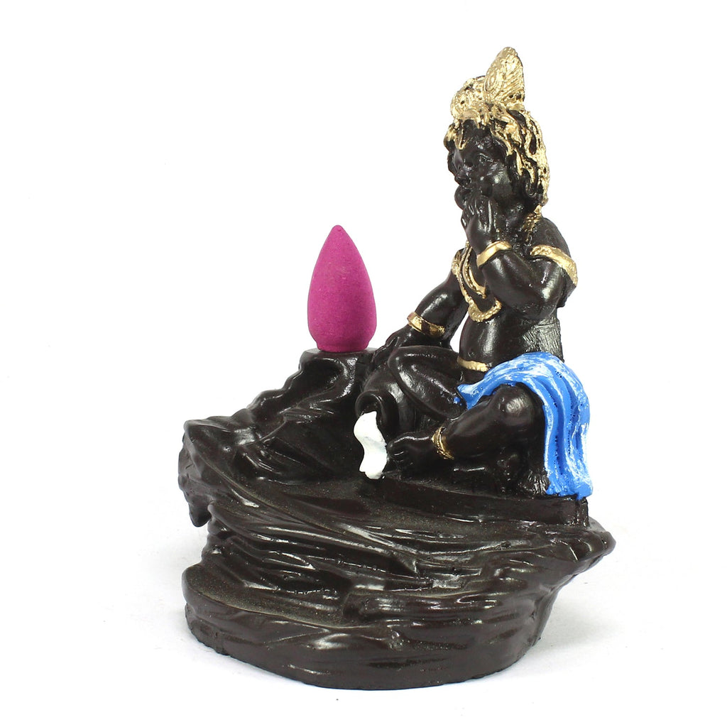 Lord Blue Krishna Smoke Backflow Cone Incense Holder Decorative Showpiece Kafalo