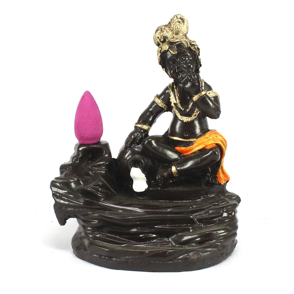 Lord Krishna Idol Smoke Backflow Cone Incense Holder Decorative Showpiece Kafalo