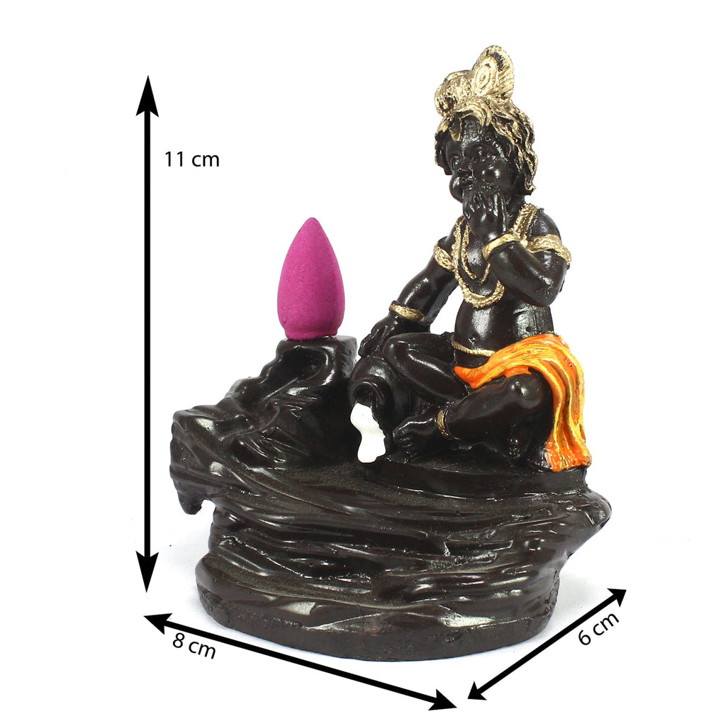 Lord Krishna Idol Smoke Backflow Cone Incense Holder Decorative Showpiece Kafalo