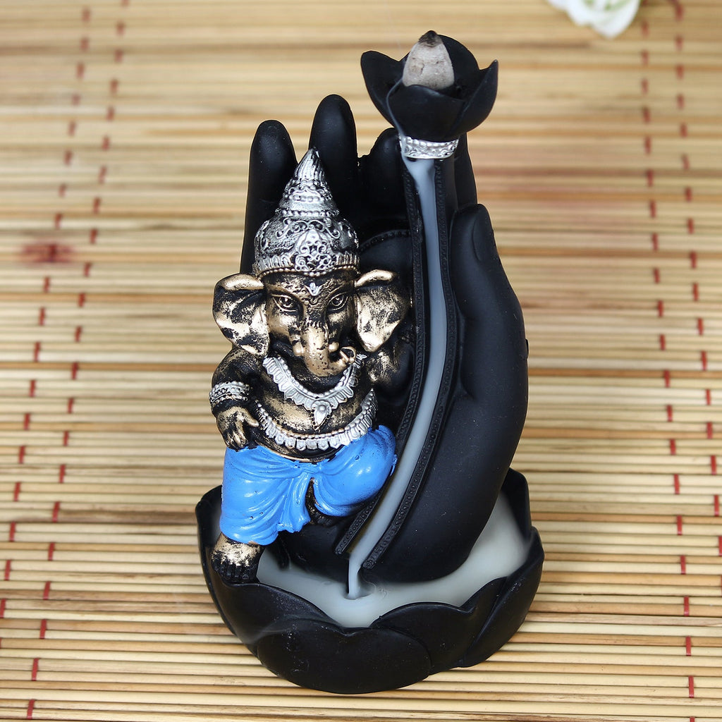 Lord Ganesha Idol Smoke Backflow Cone Incense Holder Decorative Showpiece Kafalo