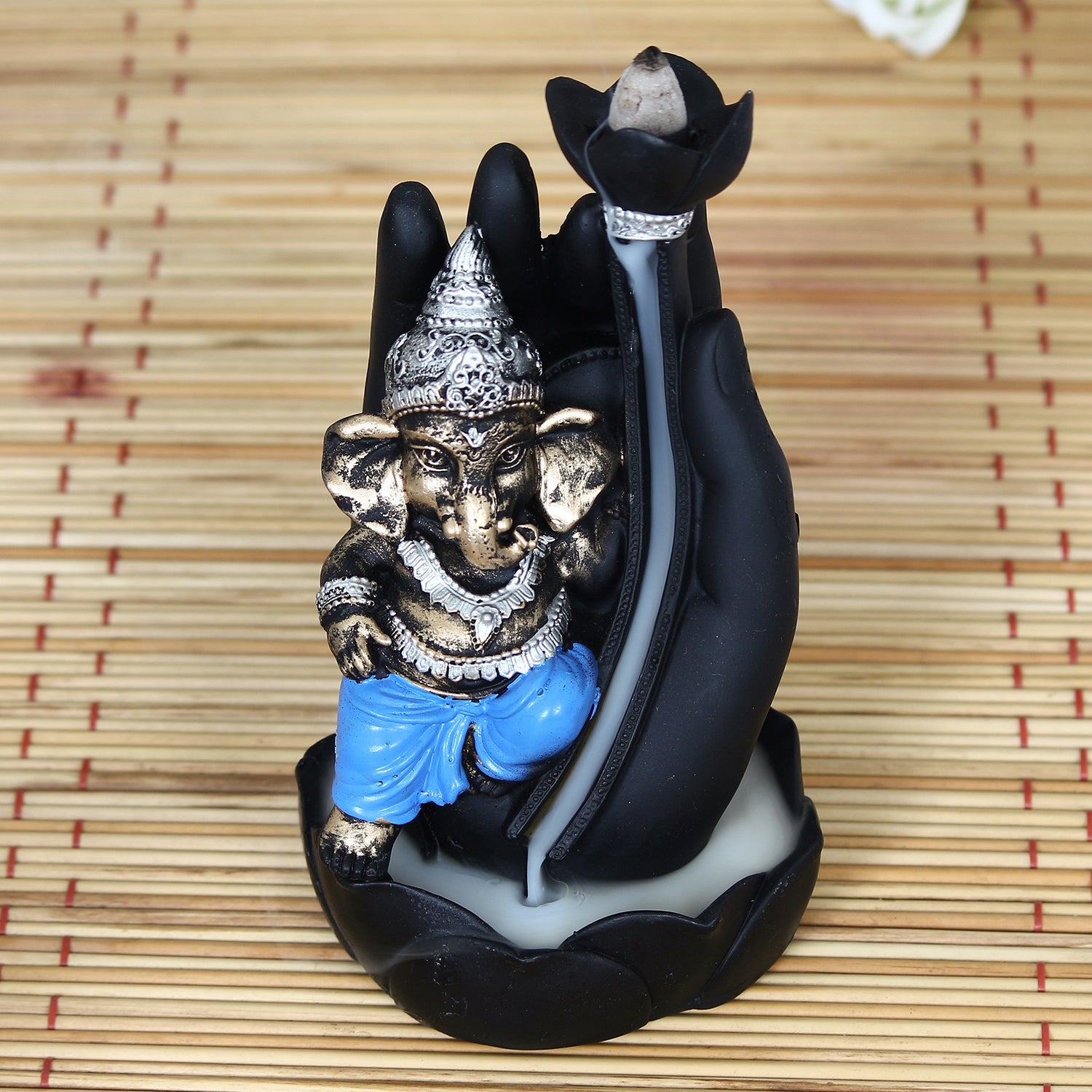 Lord Ganesha Idol Smoke Backflow Cone Incense Holder Decorative Showpiece Kafalo