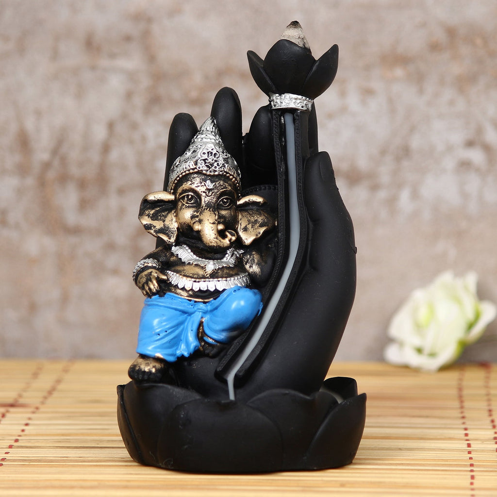 Lord Ganesha Idol Smoke Backflow Cone Incense Holder Decorative Showpiece Kafalo