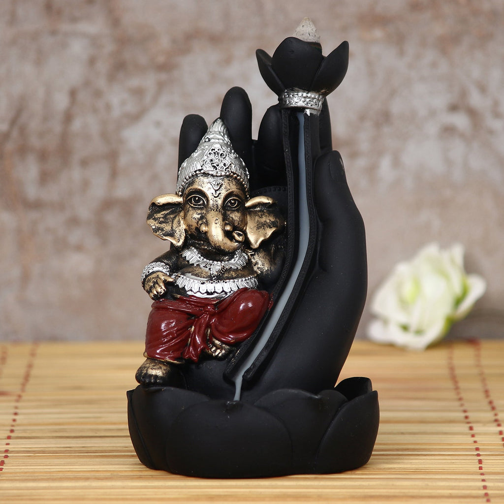 Lord Ganesha Idol Smoke Backflow Cone Incense Holder Decorative Showpiece Kafalo