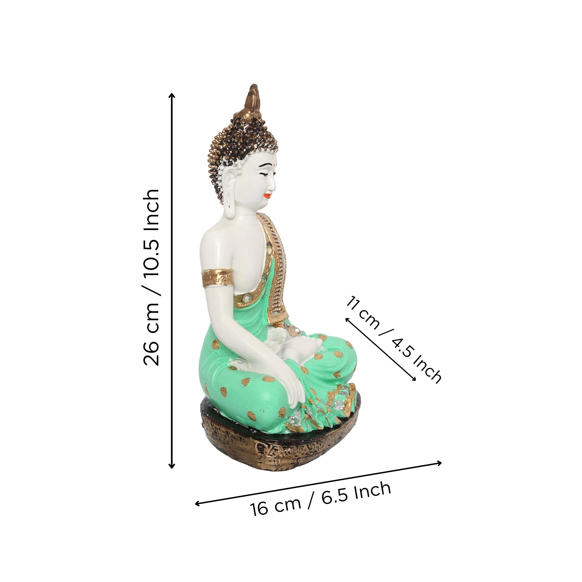 Decorative Meditating Lord Buddha - Green Kafalo