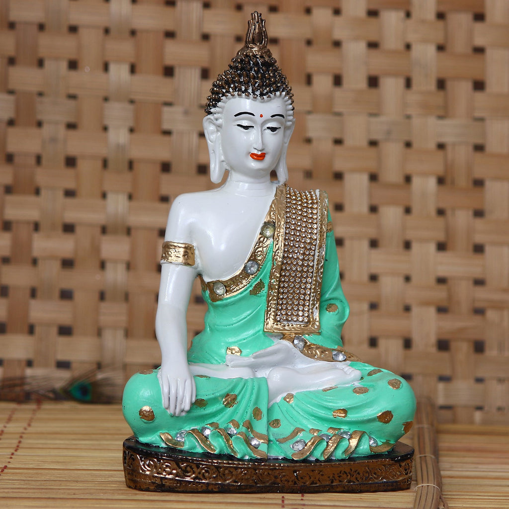 Decorative Meditating Lord Buddha - Green Kafalo