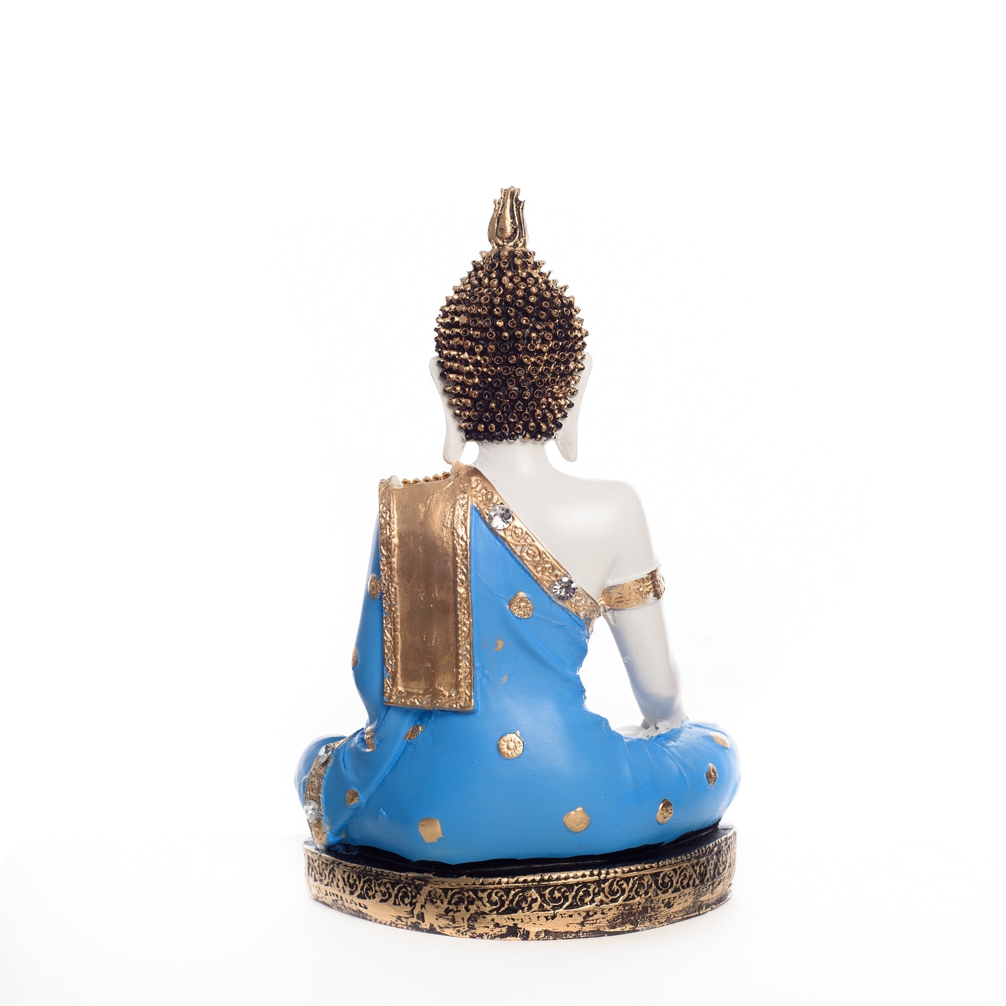 Polyresin Blue & White Meditating Lord Buddha Statue Kafalo
