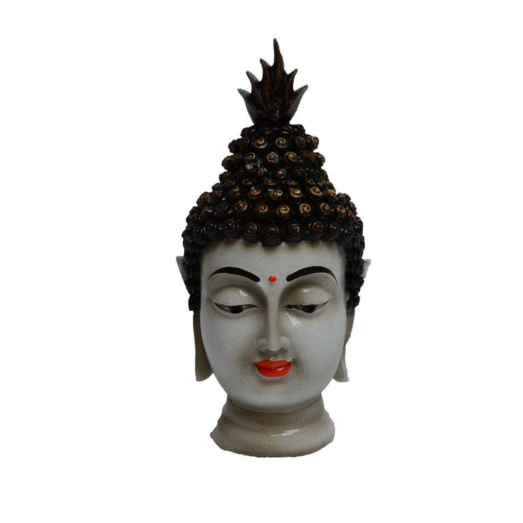 Polyresin Black and White Meditating Buddha Head Statue Kafalo