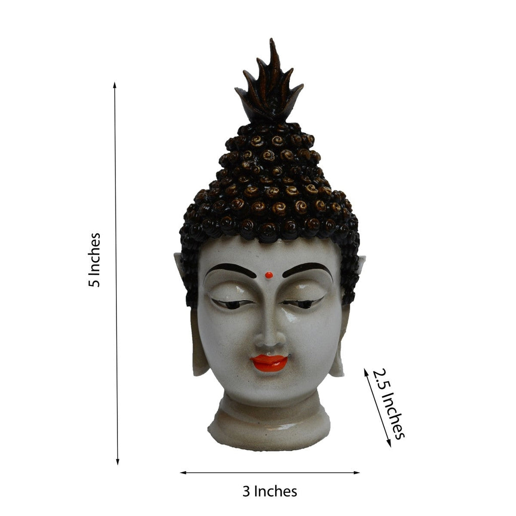 Polyresin Black and White Meditating Buddha Head Statue Kafalo