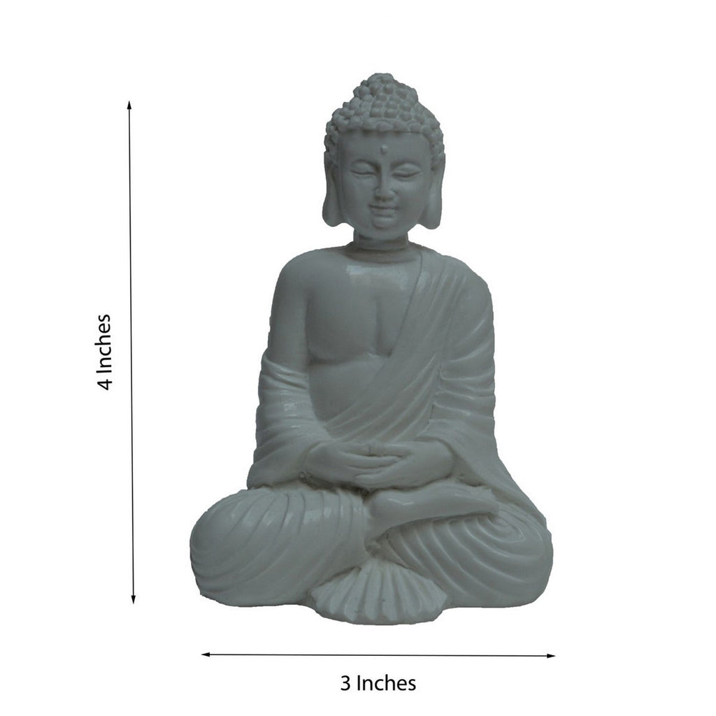Polyresin White Meditating Buddha Statue Kafalo