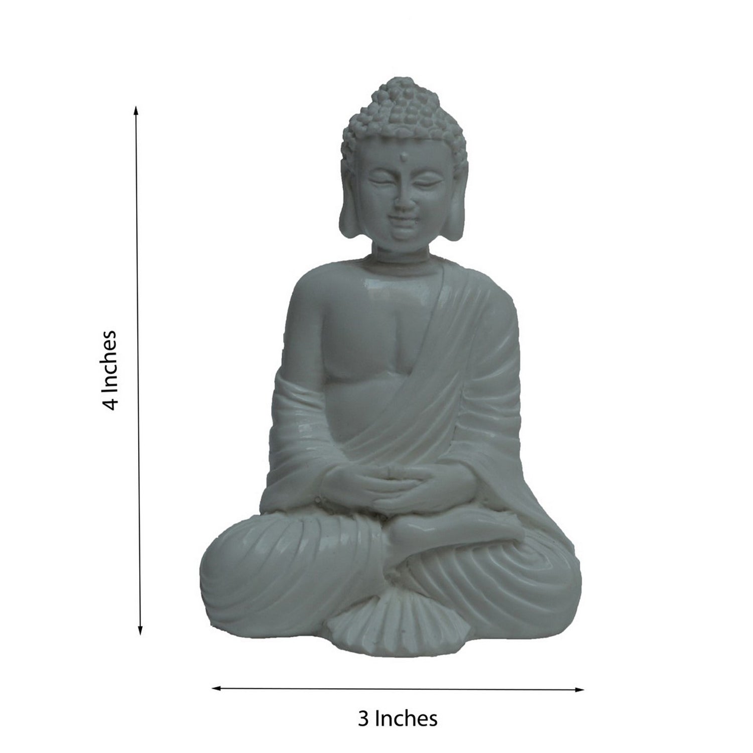 Polyresin White Meditating Buddha Statue Kafalo